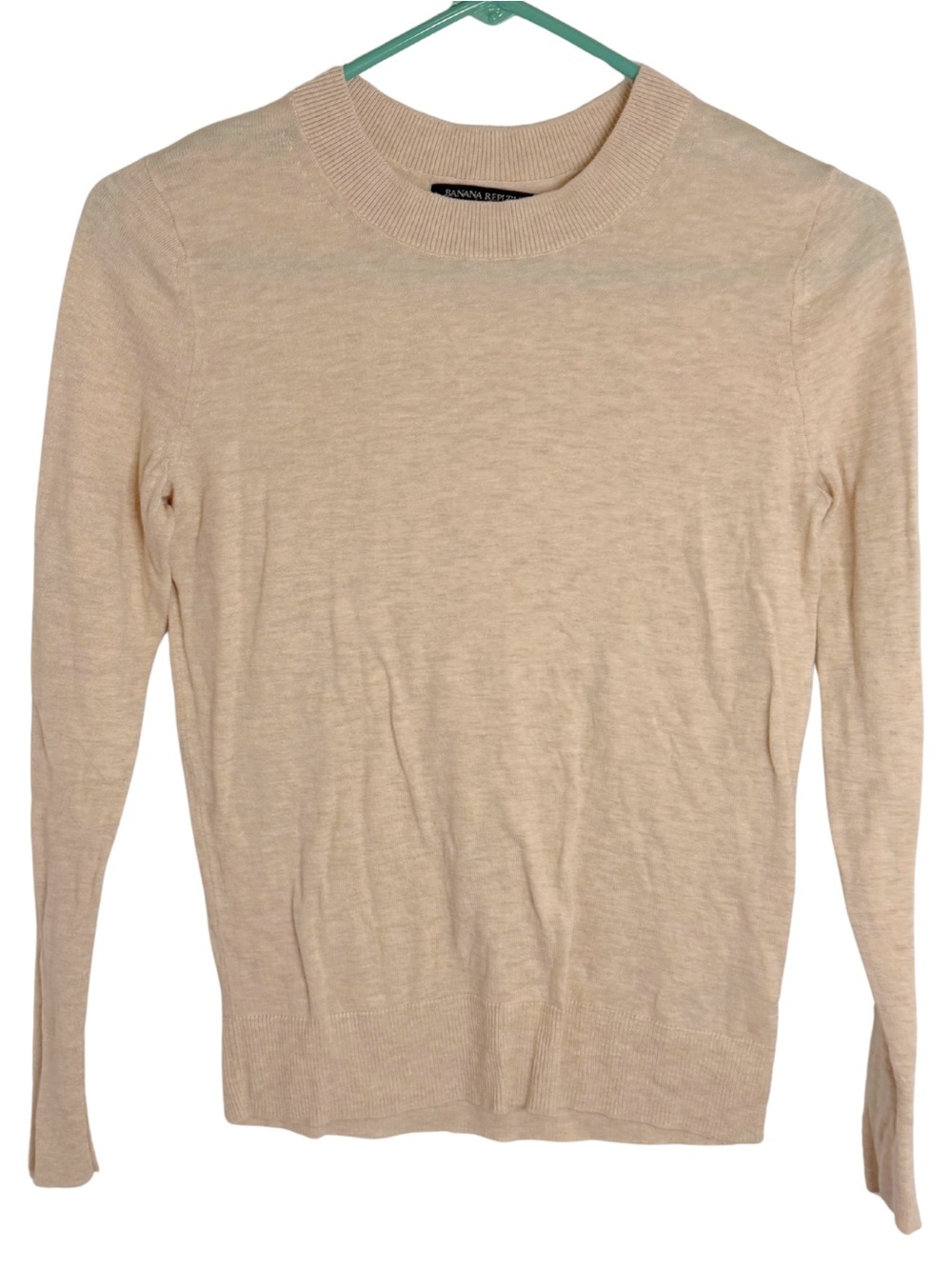3/$20 Banana Republic Light Beige Long Sleeve Crewneck Knit Shirt Size XS